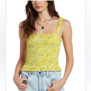 SALE🚨NWT🌼Volcom Flower Smocked Ruffle Tank Yellow XL